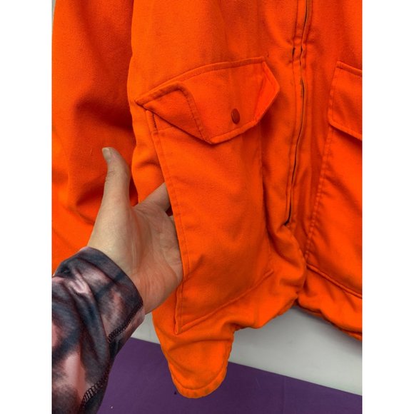 Woolrich Mens LG Vintage Wool Buffalo Red Plaid Reversible Hunters Orange Huntin - Picture 7 of 14